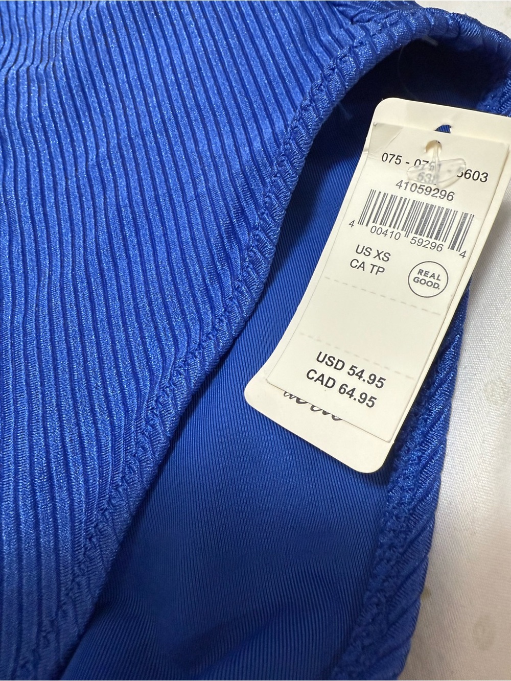 aerie NWT Electric Blue Ribbed strappy scoop One-Piece Full Coverage Swimsuit - Picture 12 of 12